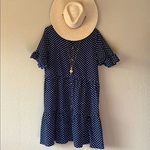 Blue & White Polkadots Dress